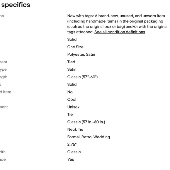 New Tie Black Classic Style Men’s . - Picture 4 of 6